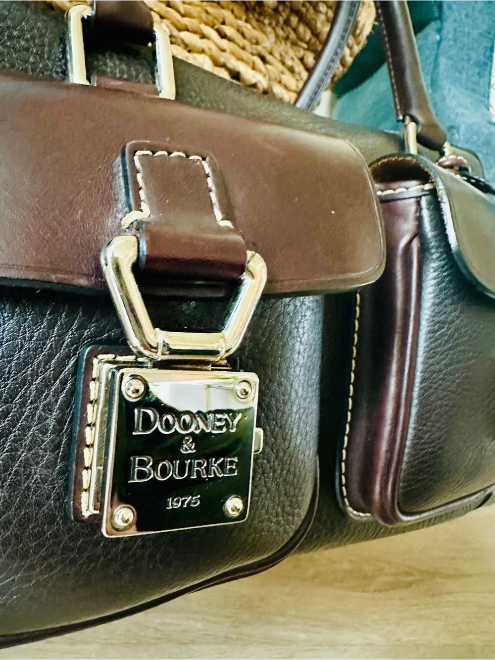 Dooney & Bourke Double Pocket Satchel | Black & Brown Leather